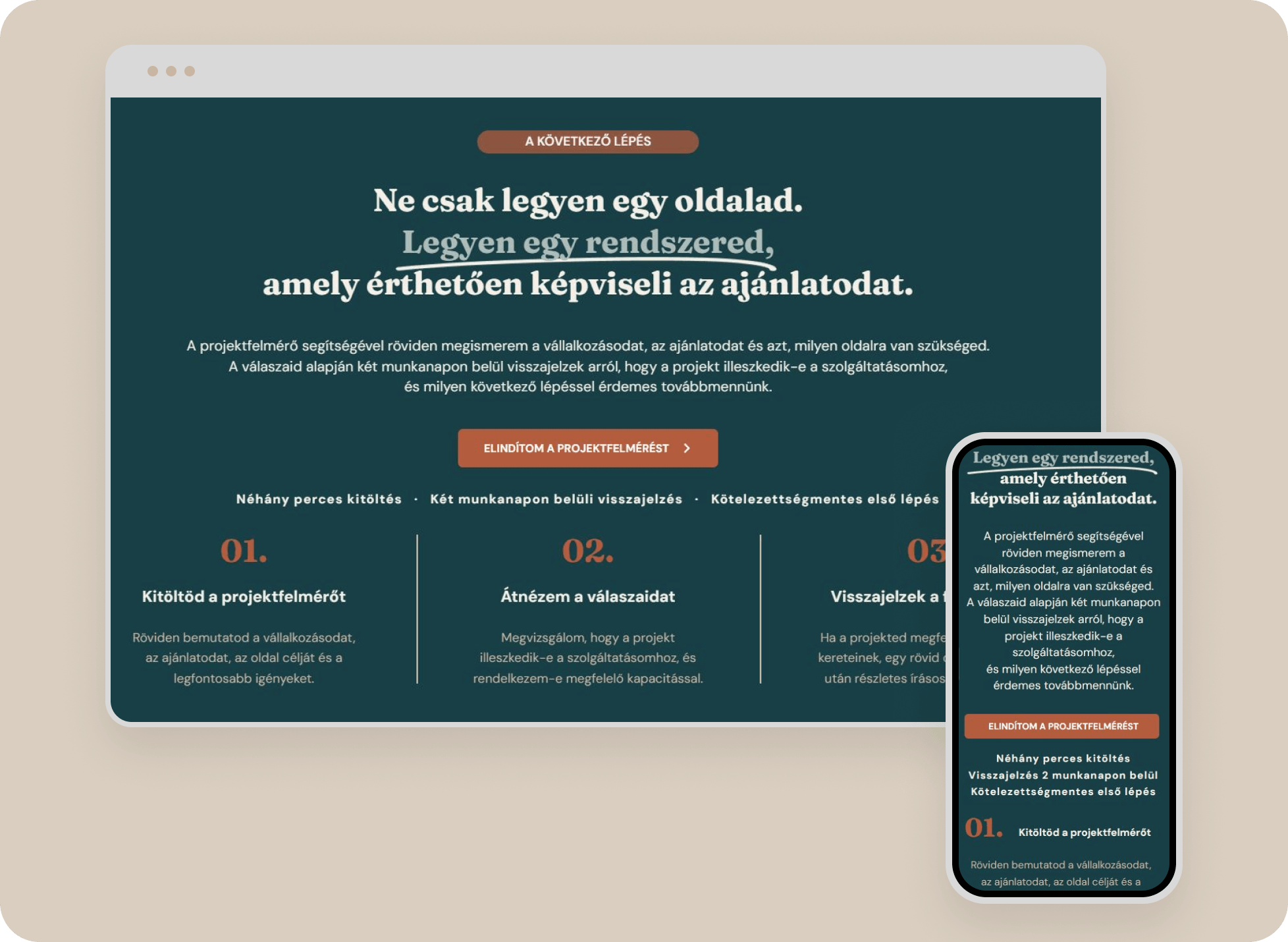 Landing oldal design szolgáltató vállalkozás számára