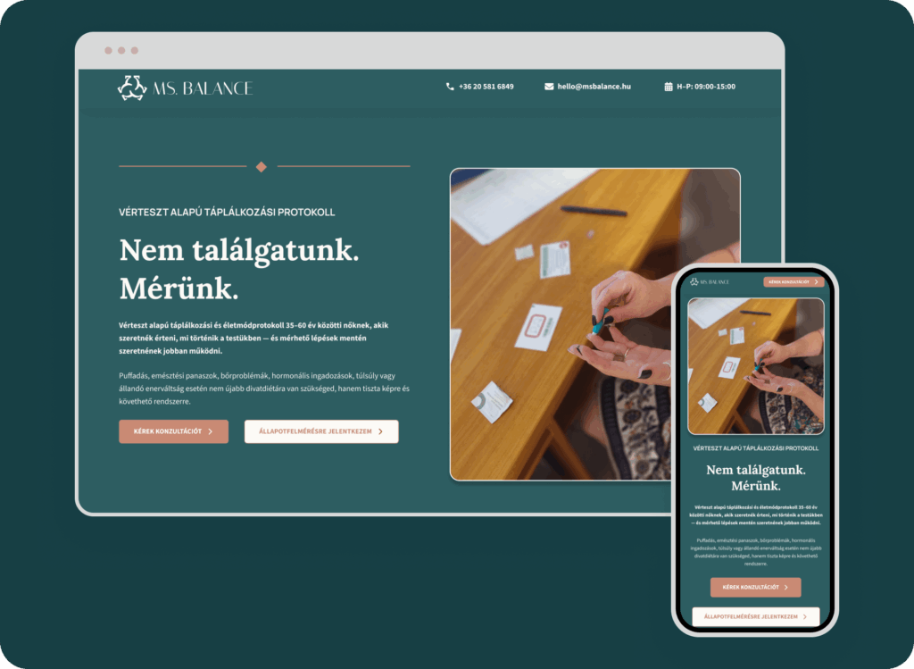 Landing oldal készítés – DESIGNERIKA referencia